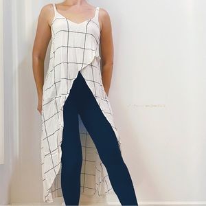 Leith • Minimal Grid Print Duster Tank Top